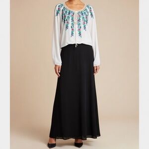 Tadashi Shoji Black White Floral embroidered gown.